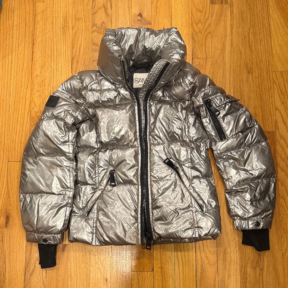 SAM. Gray Metallic Kids Puffer Jacket Size 10